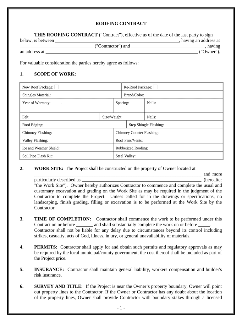 Roofing Contract Template Fill Out Sign Online DocHub