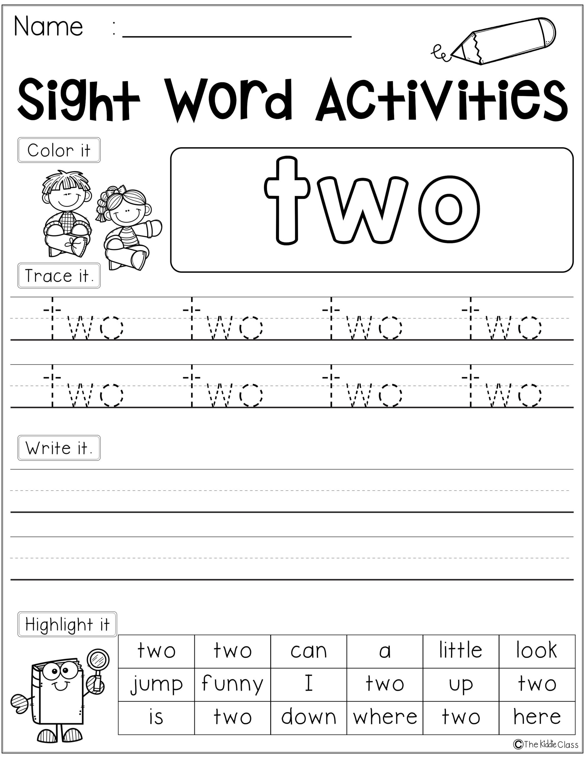 Sight Words Kindergarten Worksheet Free