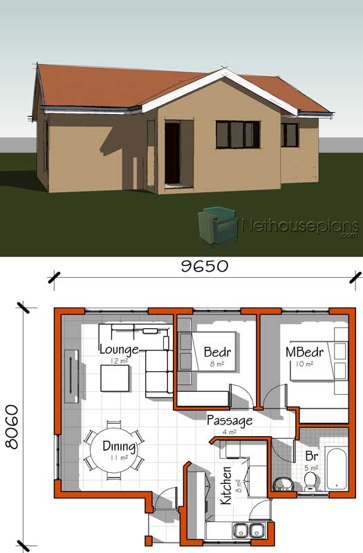 Simple House Plan With 2 Bedrooms Simple House Plan With 2 Bedrooms