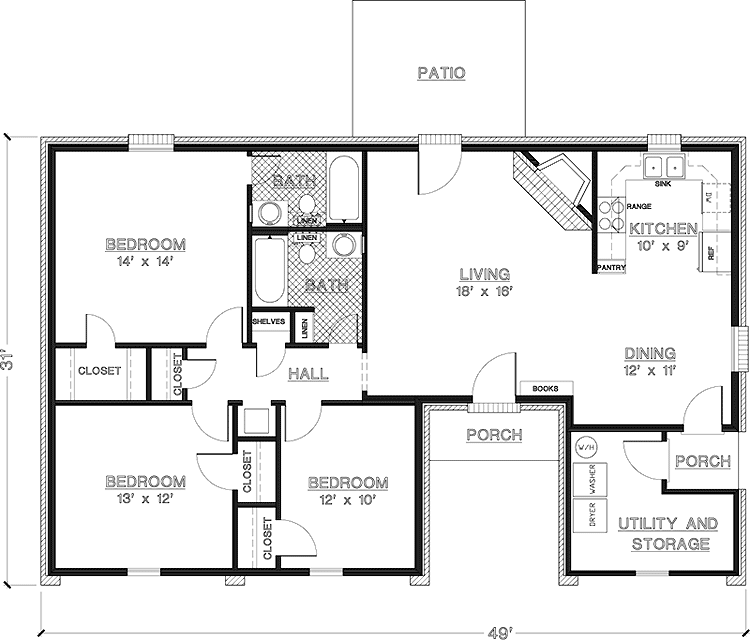 Simple One Story 3 Bedroom House Plans Simple One Story 3 Bedroom House Plans