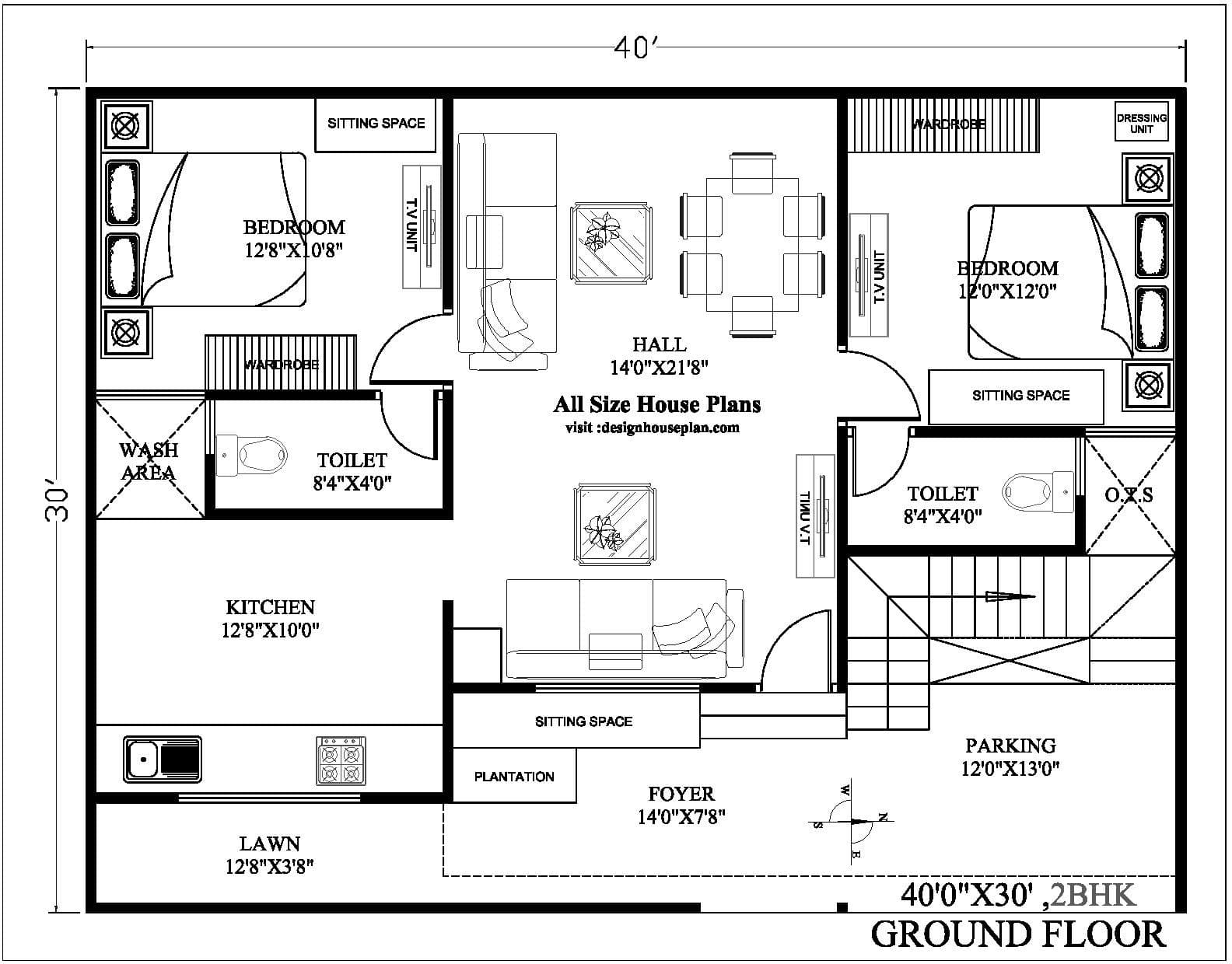 South Facing House Floor Plans 40 X 30 Floor Roma