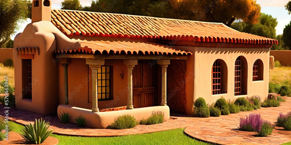 Southwestern Style Adobe House Built With Adobe Clay And A Mix Of Southwestern Style Adobe House Built With Adobe Clay And A Mix Of