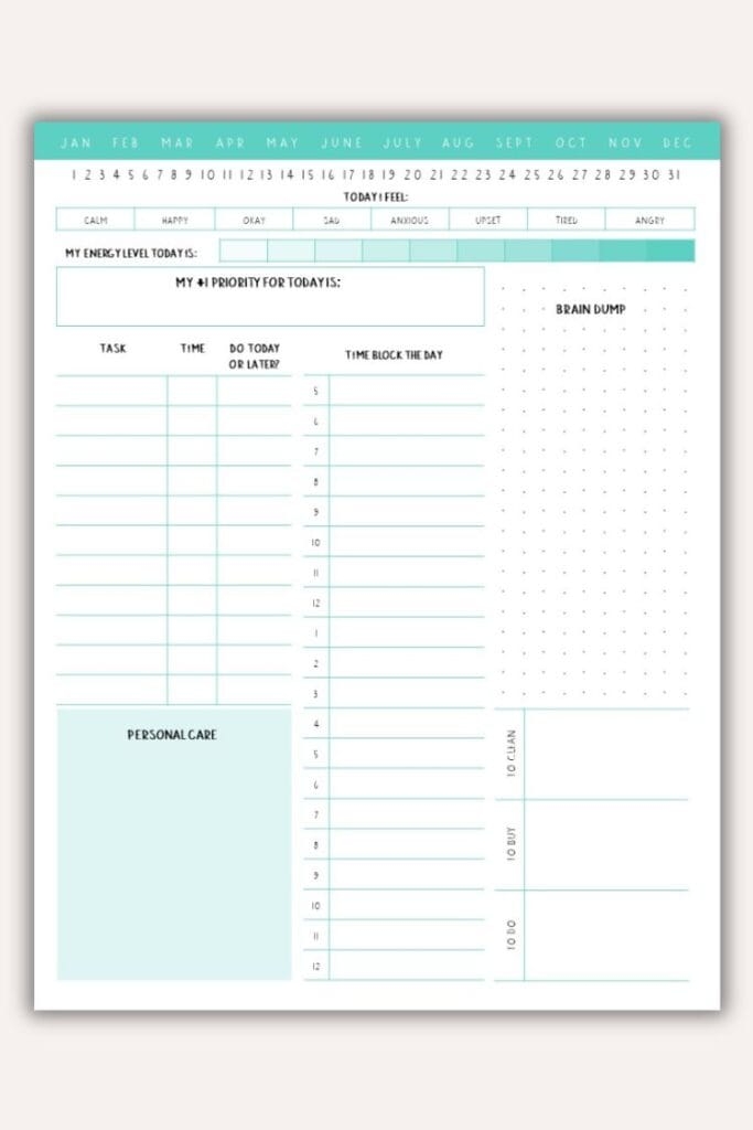 The Ultimate FREE Printable ADHD Daily Planner Template Undoubted Grace The Ultimate FREE Printable ADHD Daily Planner Template Undoubted Grace