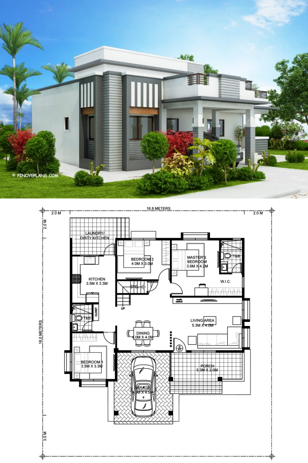 This Four Bedroom Modern House Design With Roof Deck Has A Total Floor This Four Bedroom Modern House Design With Roof Deck Has A Total Floor