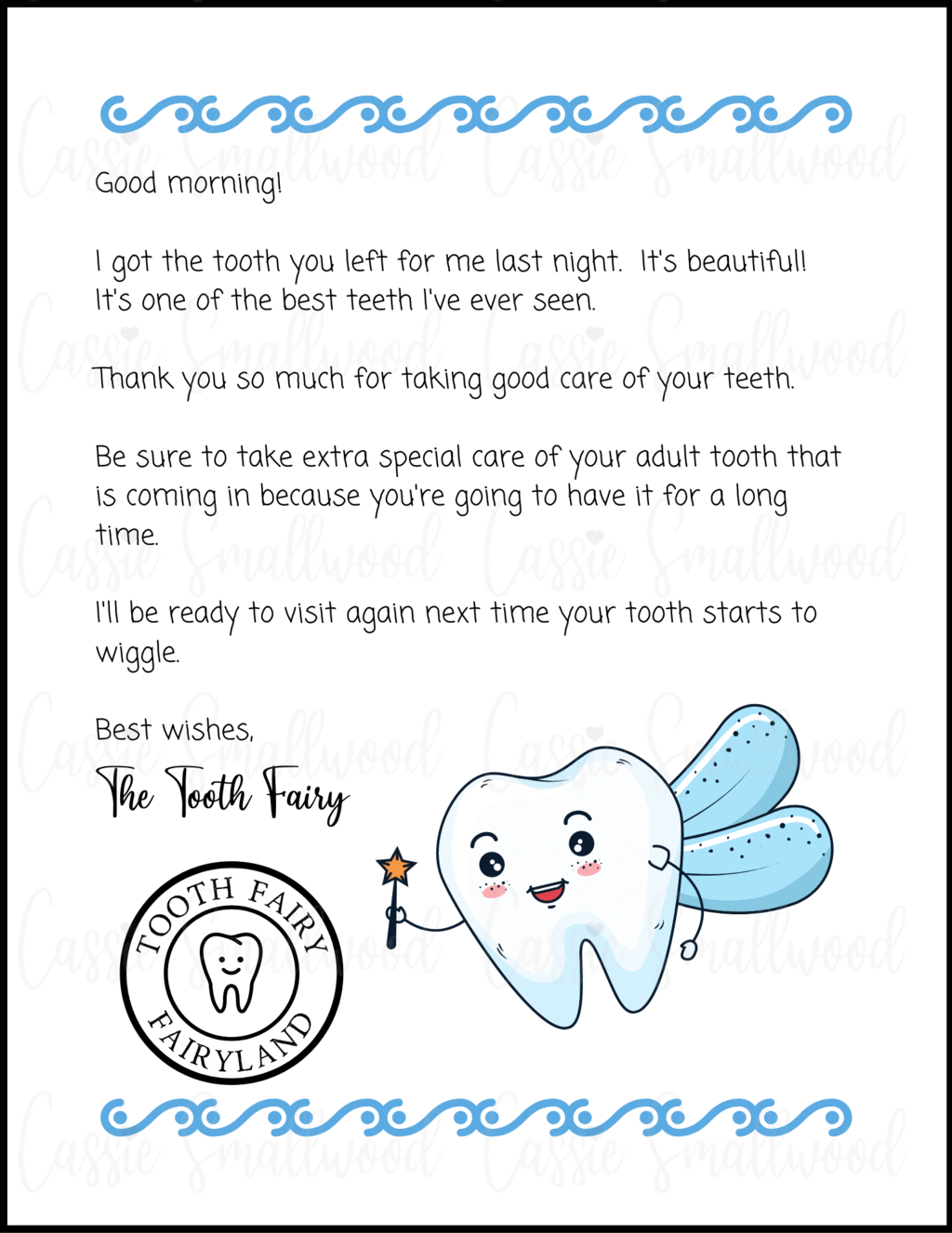 Tooth Fairy Letter Printables