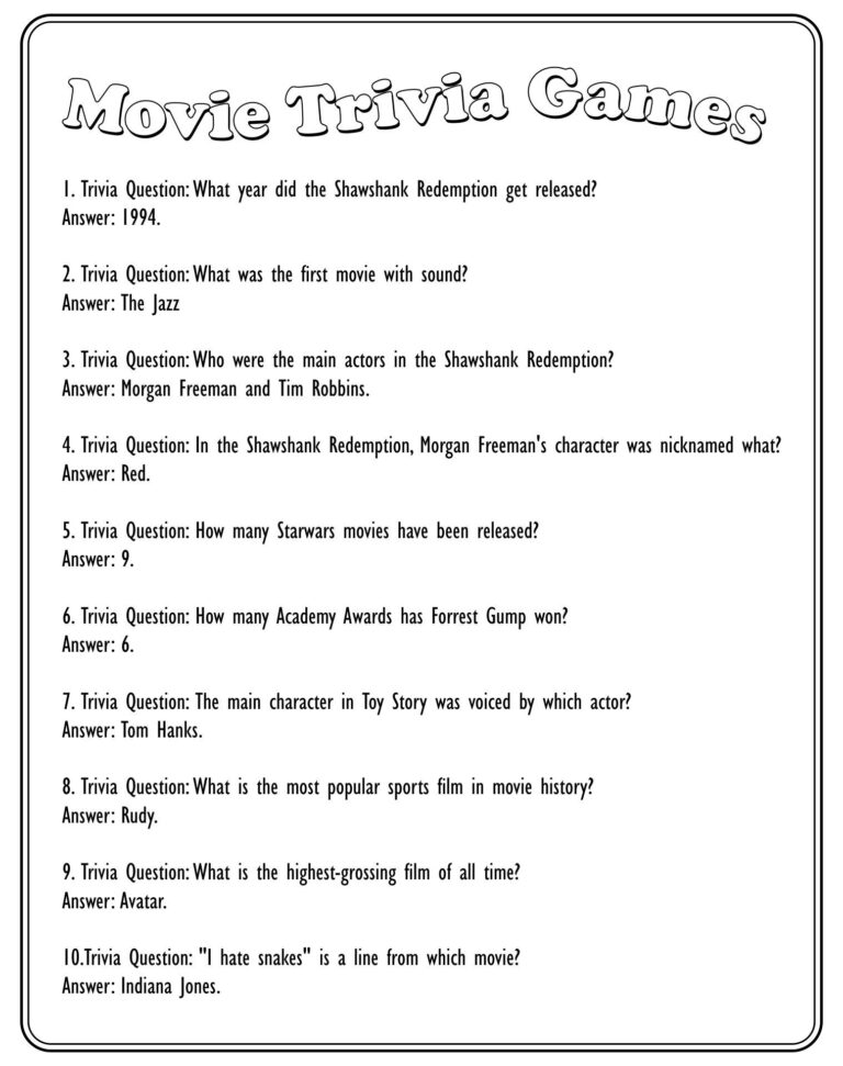 Trivia Questions And Answers 10 Free PDF Printables Printablee 
