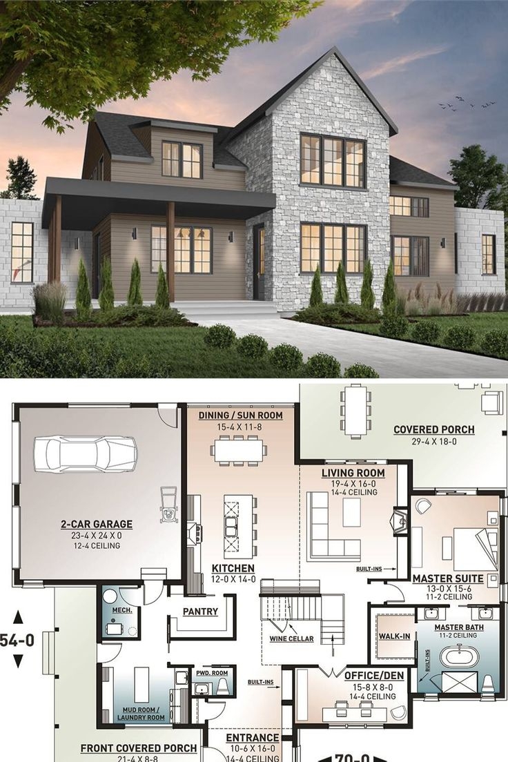 Two Story 4 Bedroom Scandinavian Style New Cotton Home Floor Plan 
