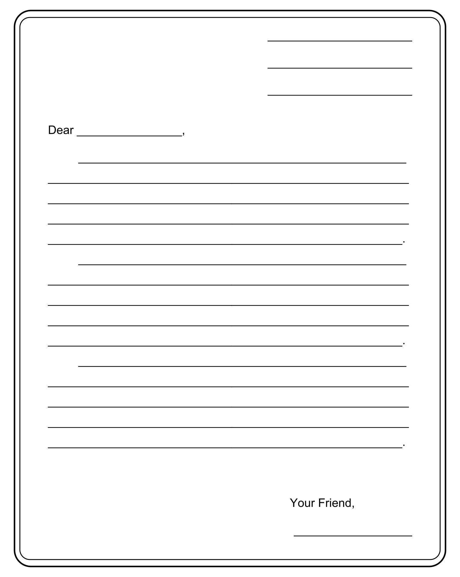 Writing A Letter Templates Free Printable